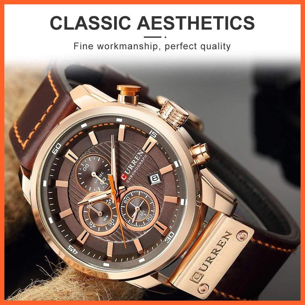 Branded Watch Men'S Leather Sports Watches | Men'S Army Military Quartz Wristwatch Chronograph Watches | whatagift.com.au.