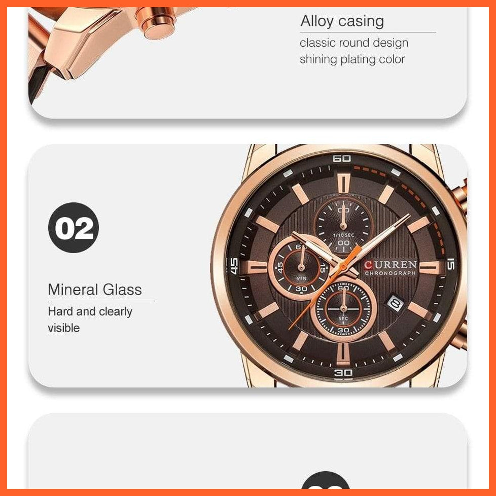 Branded Watch Men'S Leather Sports Watches | Men'S Army Military Quartz Wristwatch Chronograph Watches | whatagift.com.au.