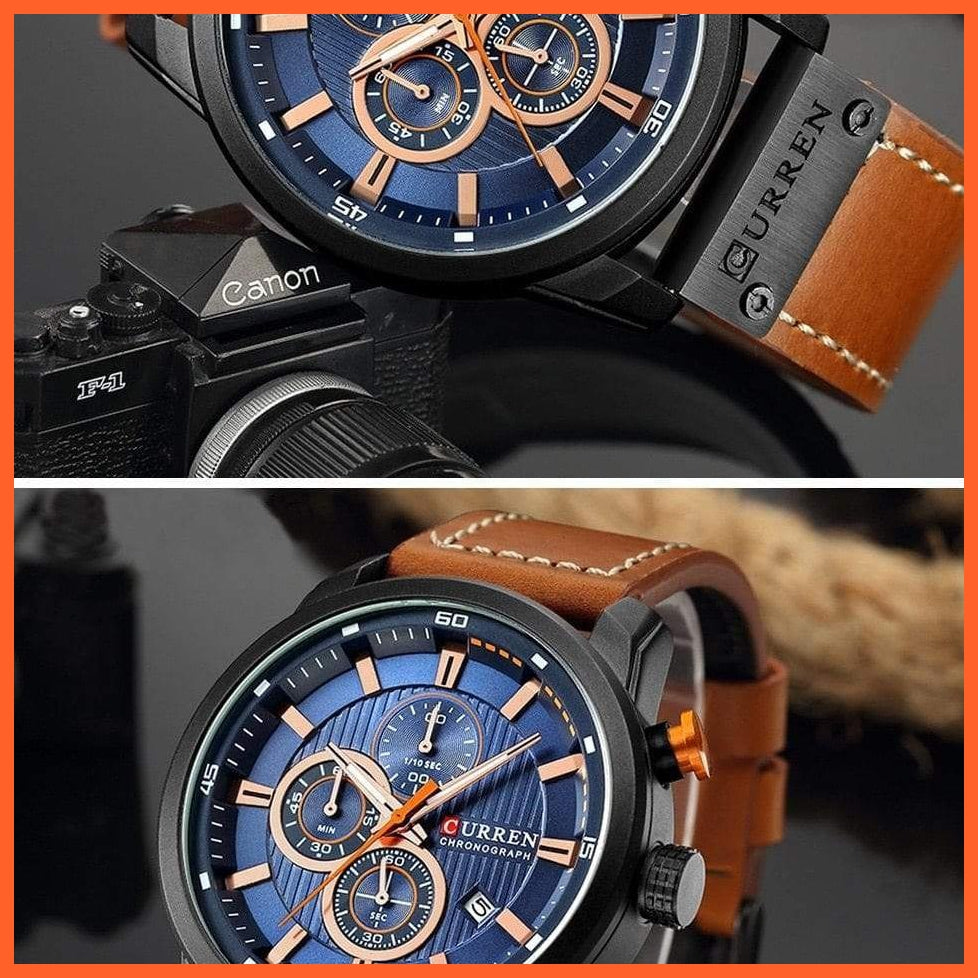 Branded Watch Men'S Leather Sports Watches | Men'S Army Military Quartz Wristwatch Chronograph Watches | whatagift.com.au.