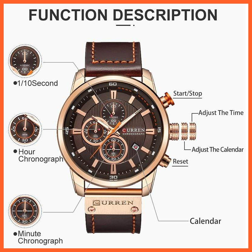 Branded Watch Men'S Leather Sports Watches | Men'S Army Military Quartz Wristwatch Chronograph Watches | whatagift.com.au.