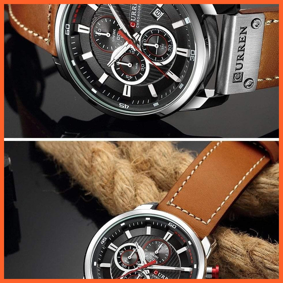 Branded Watch Men'S Leather Sports Watches | Men'S Army Military Quartz Wristwatch Chronograph Watches | whatagift.com.au.