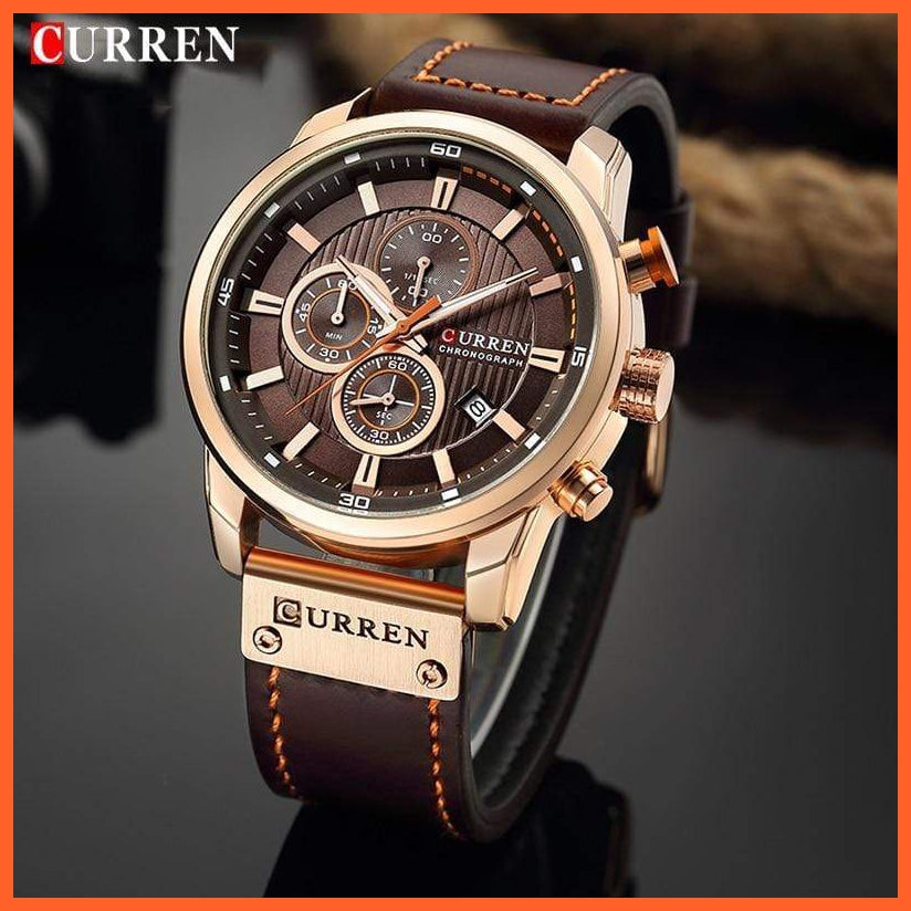 Branded Watch Men'S Leather Sports Watches | Men'S Army Military Quartz Wristwatch Chronograph Watches | whatagift.com.au.