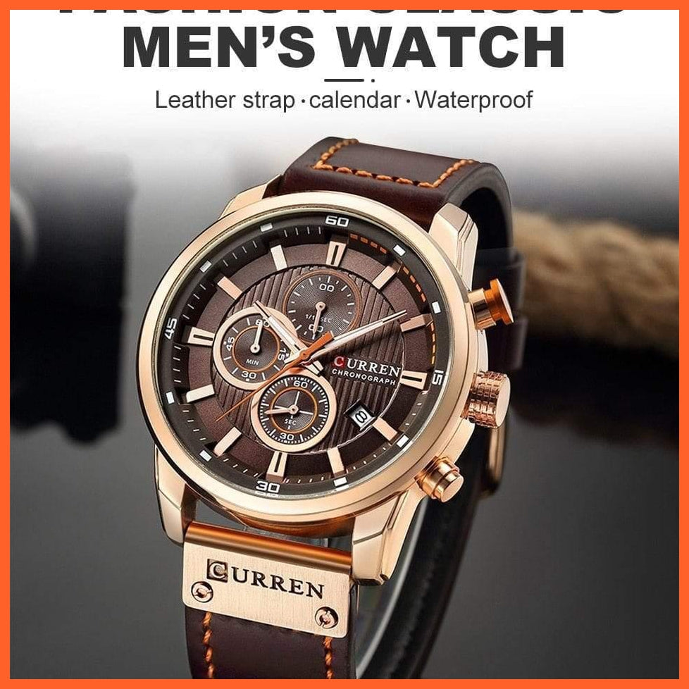 Branded Watch Men'S Leather Sports Watches | Men'S Army Military Quartz Wristwatch Chronograph Watches | whatagift.com.au.