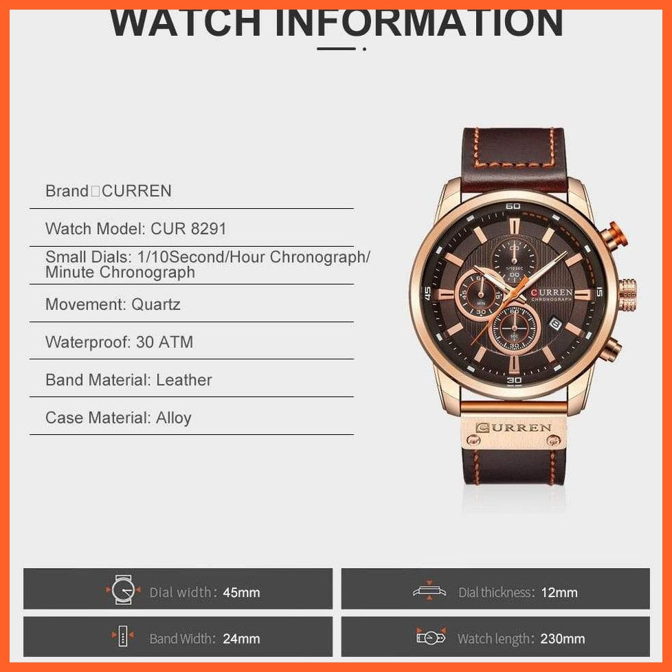 Branded Watch Men'S Leather Sports Watches | Men'S Army Military Quartz Wristwatch Chronograph Watches | whatagift.com.au.