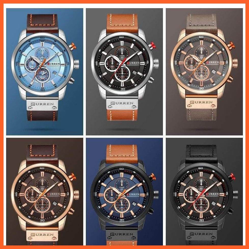 Branded Watch Men'S Leather Sports Watches | Men'S Army Military Quartz Wristwatch Chronograph Watches | whatagift.com.au.