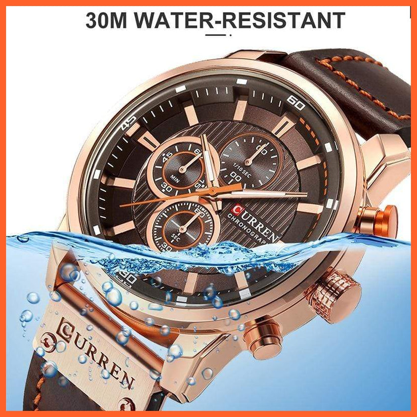 Branded Watch Men'S Leather Sports Watches | Men'S Army Military Quartz Wristwatch Chronograph Watches | whatagift.com.au.