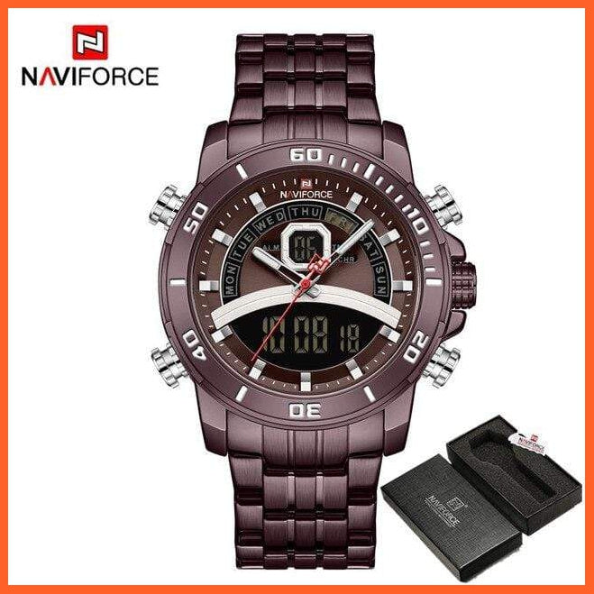 Luxury Gold Watch Men Sport Digital Chronograph Watches Male Steel Band Waterproof Quartz Wristwatch | whatagift.com.au.