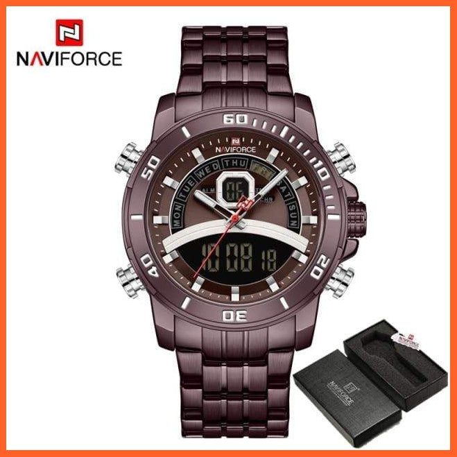 Mens Luxury Gold Business Digital  Military Sports Quartz Steel Band Waterproof Wristwatches | whatagift.com.au.