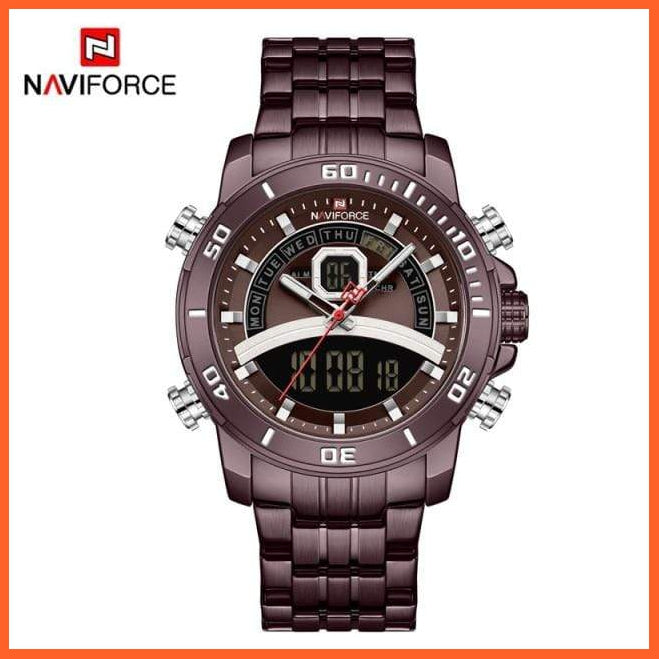 Luxury Gold Watch Men Sport Digital Chronograph Watches Male Steel Band Waterproof Quartz Wristwatch | whatagift.com.au.