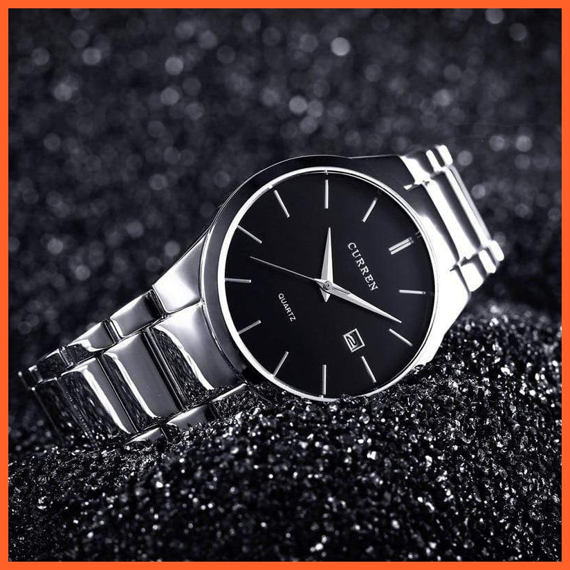 Fashion Simple Watch Slim Steel Strap Waterproof Watch For Men | Quartz Stainless Steel Business Wrist Watches | whatagift.com.au.