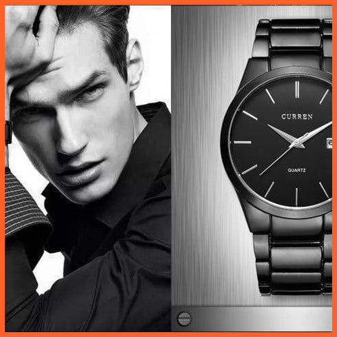 Fashion Simple Watch Slim Steel Strap Waterproof Watch For Men | Quartz Stainless Steel Business Wrist Watches | whatagift.com.au.