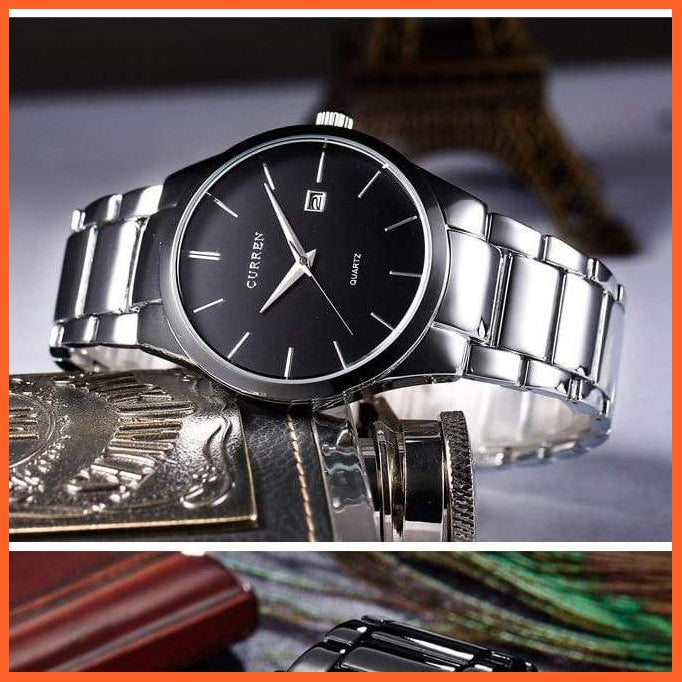 Fashion Simple Watch Slim Steel Strap Waterproof Watch For Men | Quartz Stainless Steel Business Wrist Watches | whatagift.com.au.