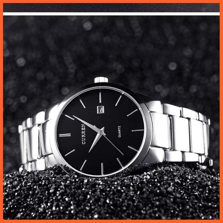 Fashion Simple Watch Slim Steel Strap Waterproof Watch For Men | Quartz Stainless Steel Business Wrist Watches | whatagift.com.au.