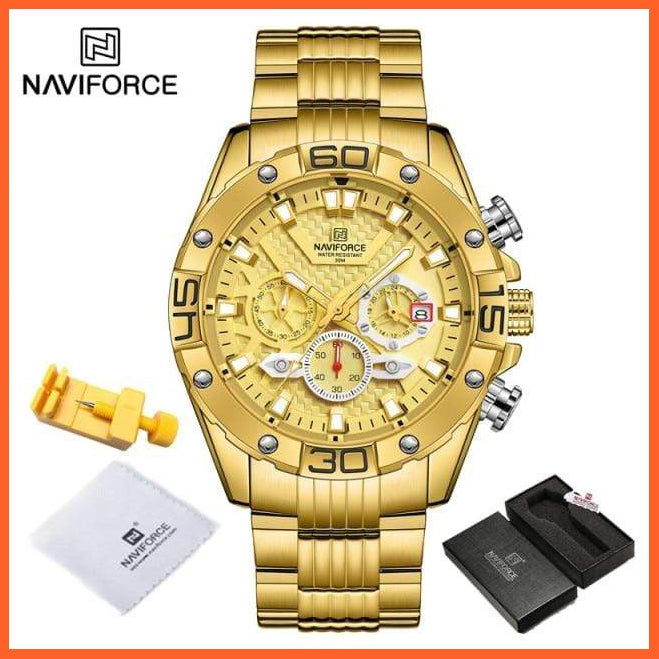 Men'S Watches Luxury Gold Business Classic Quartz | Mens Business Analog Chronograph Sport Waterproof Steel Band Wristwatches | whatagift.com.au.