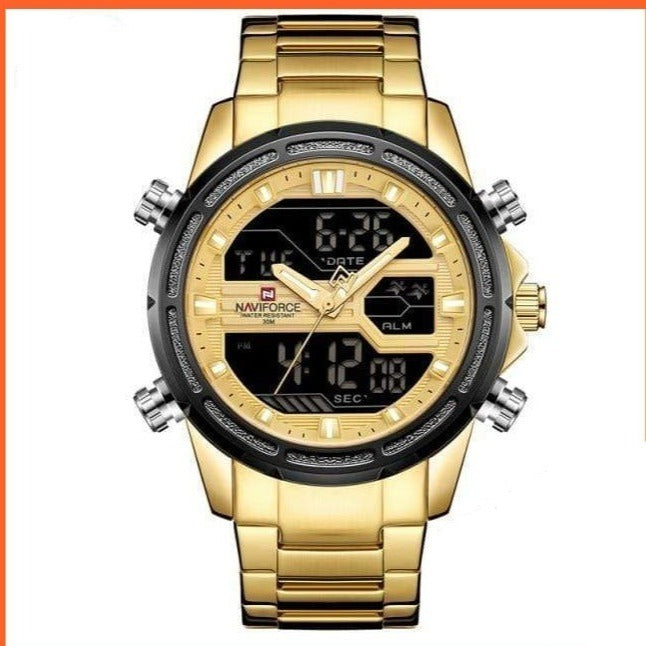 Luxury Gold Mens Watch Stainless Steel Military Wristwatch Digital Sports Watches Male Waterproof Quartz Watches | whatagift.com.au.