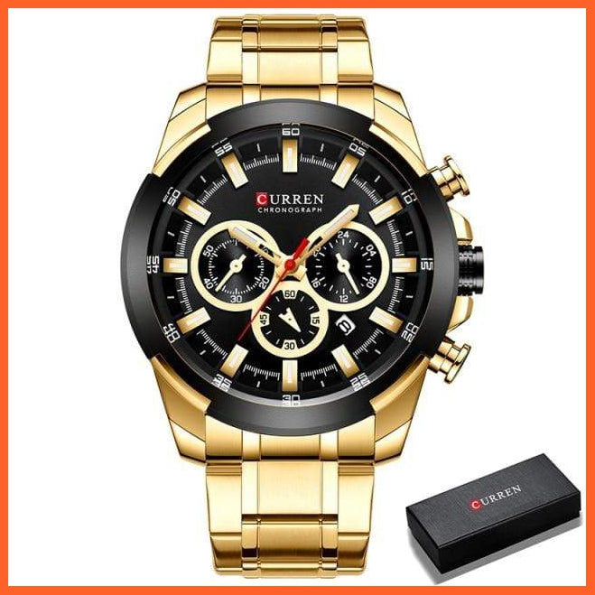 Men’S Watches Top Brand Big Luxury Sports Watch  | Men Military Steel Quartz Wrist Watches Chronograph Gold Design Watch | whatagift.com.au.