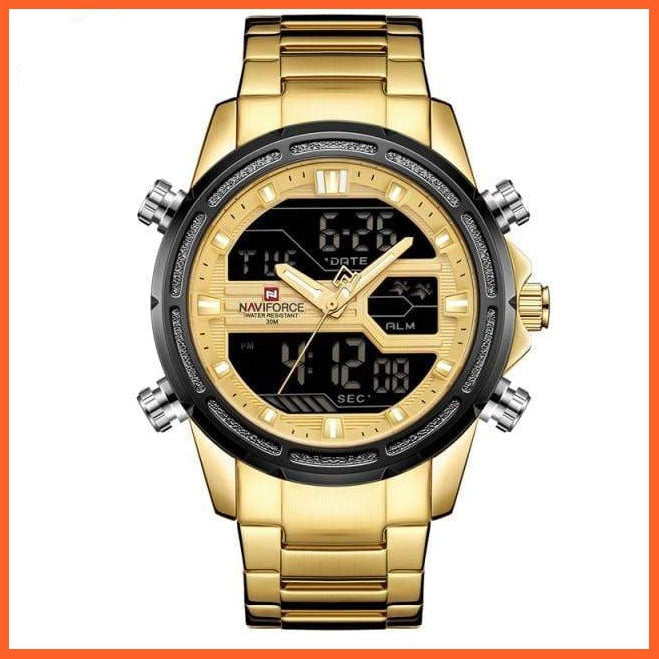 Luxury Gold Mens Watch Stainless Steel Military Wristwatch Digital Sports Watches Male Waterproof Quartz Watches | whatagift.com.au.