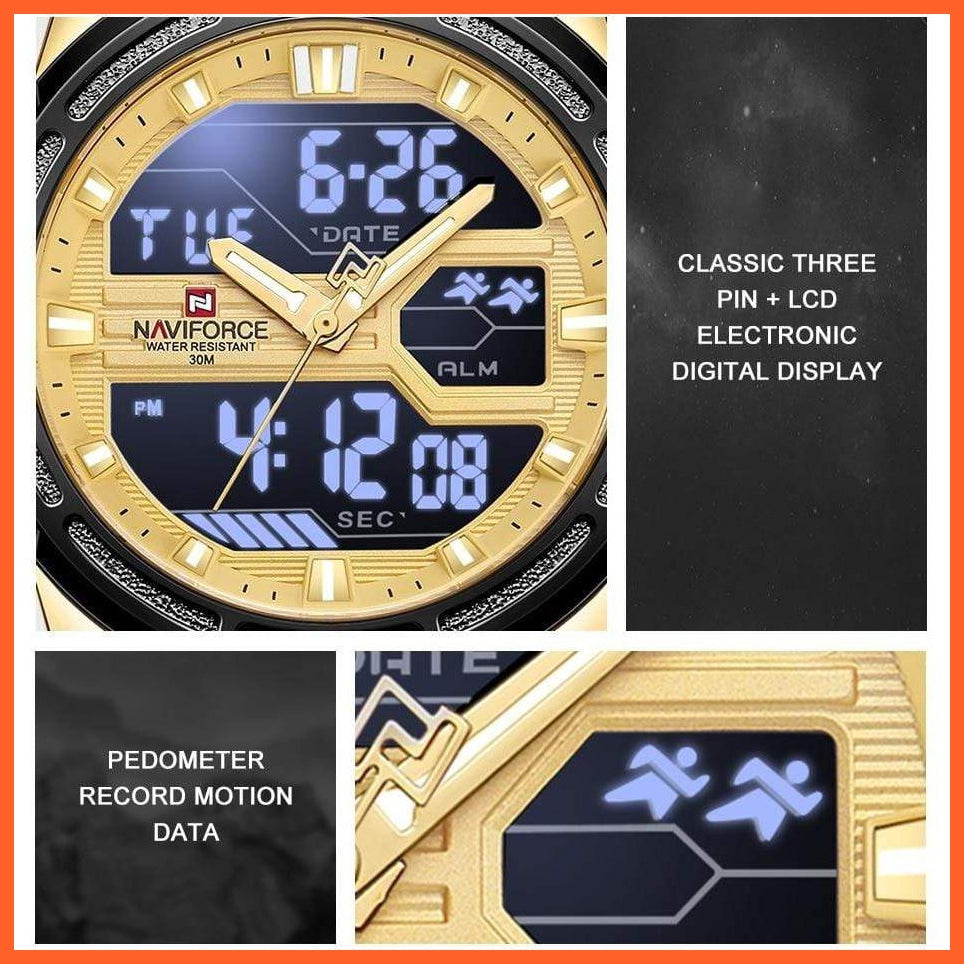 Luxury Gold Mens Watch Stainless Steel Military Wristwatch Digital Sports Watches Male Waterproof Quartz Watches | whatagift.com.au.