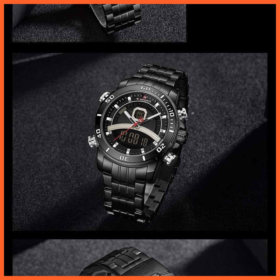 Luxury Gold Watch Men Sport Digital Chronograph Watches Male Steel Band Waterproof Quartz Wristwatch | whatagift.com.au.
