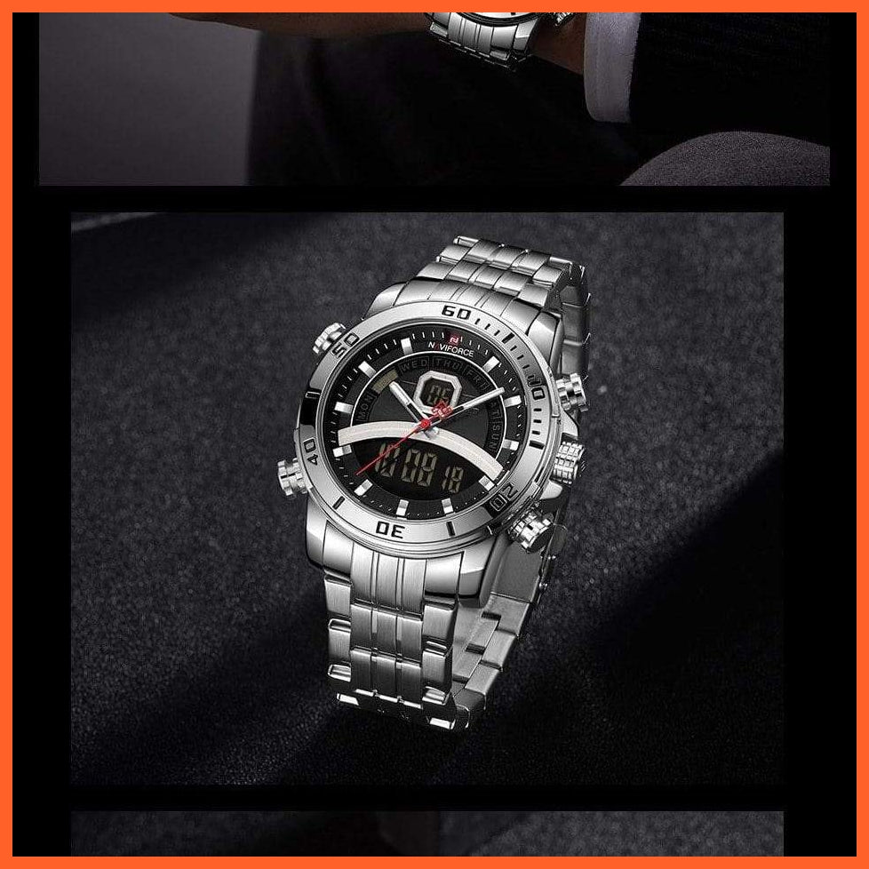 Luxury Gold Watch Men Sport Digital Chronograph Watches Male Steel Band Waterproof Quartz Wristwatch | whatagift.com.au.