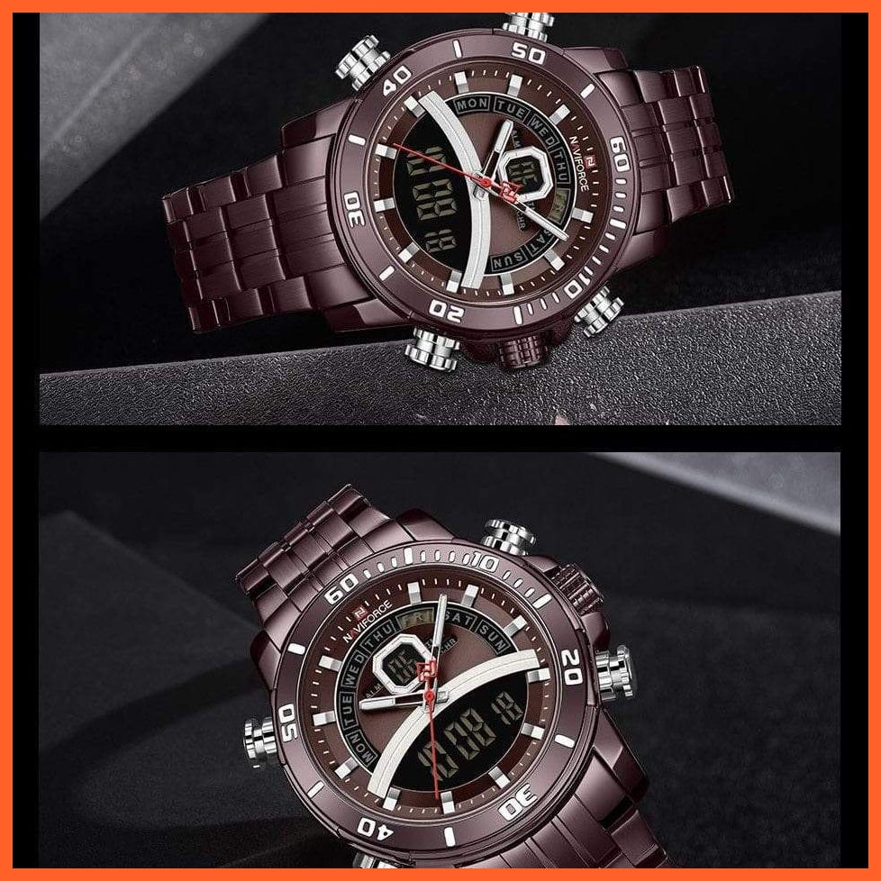Luxury Gold Watch Men Sport Digital Chronograph Watches Male Steel Band Waterproof Quartz Wristwatch | whatagift.com.au.