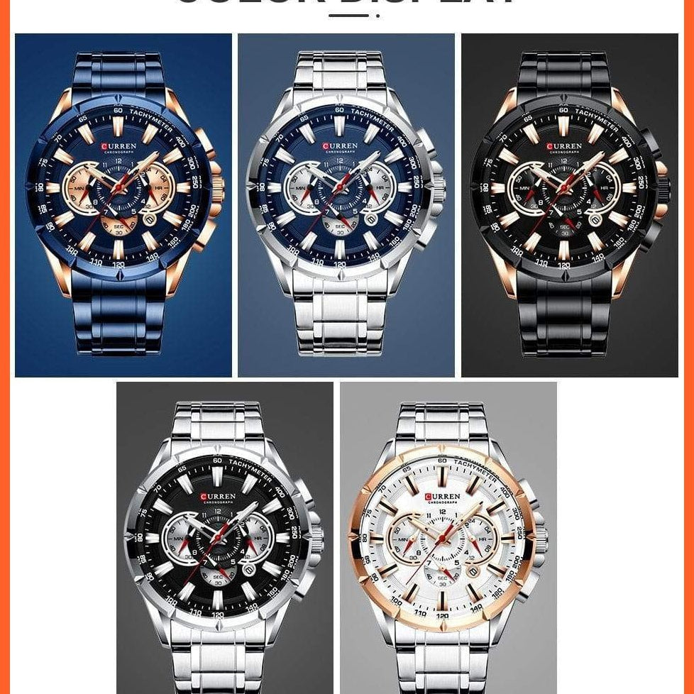 Men'S Watch Top Luxury Brand Big Dial Blue Quartz |  Men Watches Chronograph Sport  Man Stainless Steel Wristwatch | whatagift.com.au.