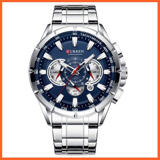 Men'S Watch Top Luxury Brand Big Dial Blue Quartz |  Men Watches Chronograph Sport  Man Stainless Steel Wristwatch | whatagift.com.au.