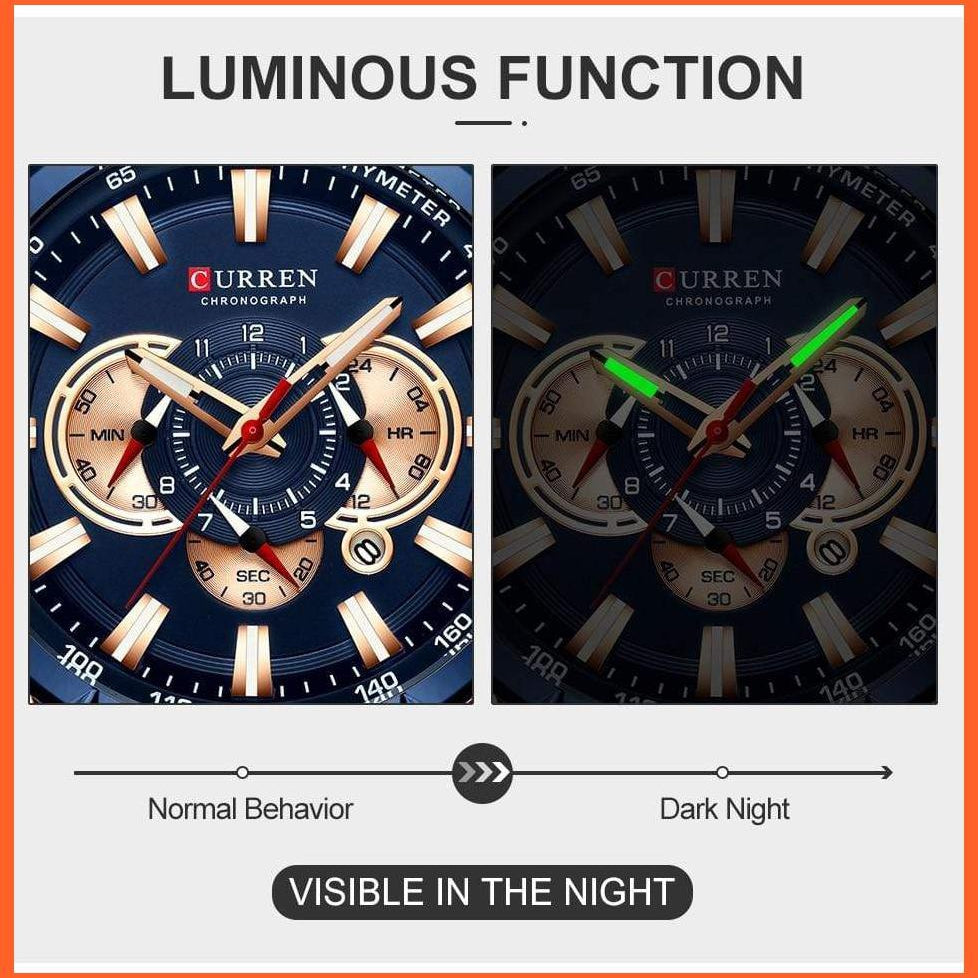 Men'S Watch Top Luxury Brand Big Dial Blue Quartz |  Men Watches Chronograph Sport  Man Stainless Steel Wristwatch | whatagift.com.au.