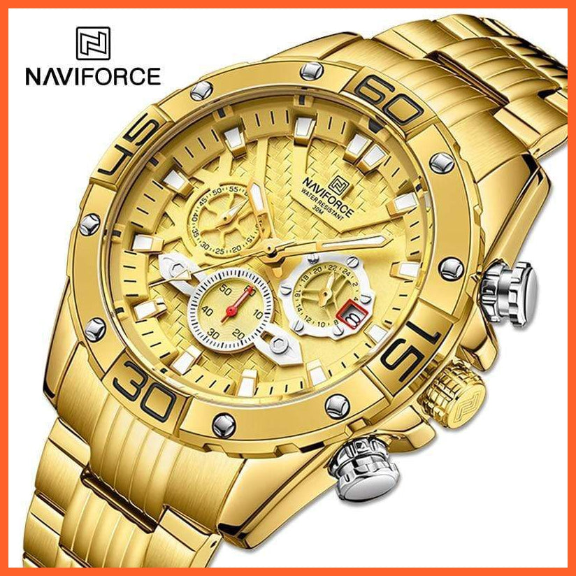 Men'S Watches Luxury Gold Business Classic Quartz | Mens Business Analog Chronograph Sport Waterproof Steel Band Wristwatches | whatagift.com.au.