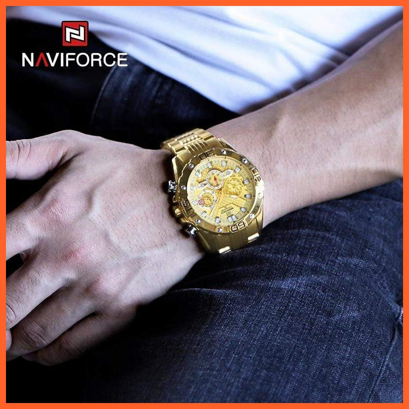 Men'S Watches Luxury Gold Business Classic Quartz | Mens Business Analog Chronograph Sport Waterproof Steel Band Wristwatches | whatagift.com.au.