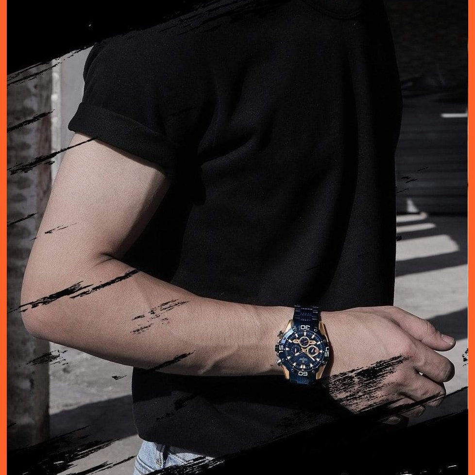 Men'S Watches Luxury Gold Business Classic Quartz | Mens Business Analog Chronograph Sport Waterproof Steel Band Wristwatches | whatagift.com.au.