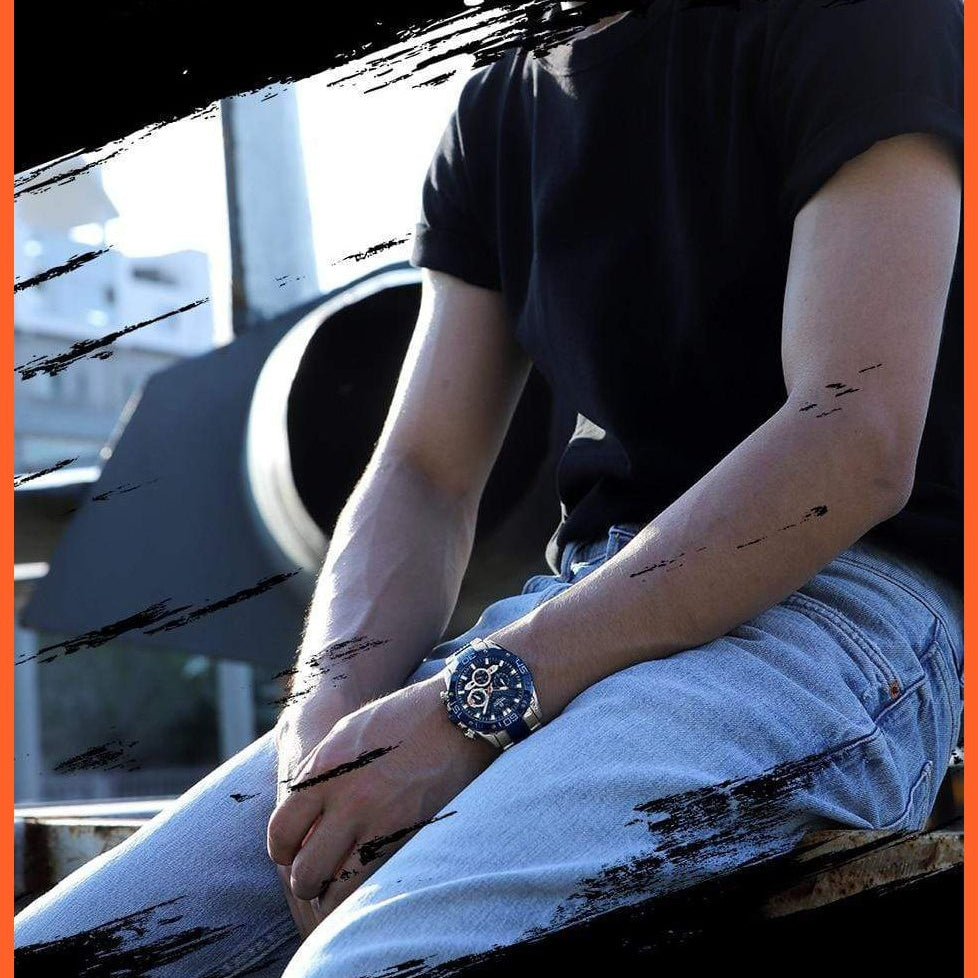 Men'S Watches Luxury Gold Business Classic Quartz | Mens Business Analog Chronograph Sport Waterproof Steel Band Wristwatches | whatagift.com.au.