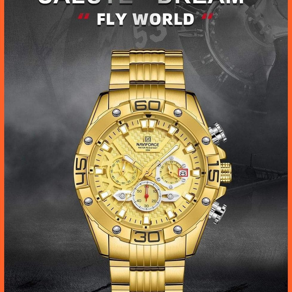 Men'S Watches Luxury Gold Business Classic Quartz | Mens Business Analog Chronograph Sport Waterproof Steel Band Wristwatches | whatagift.com.au.