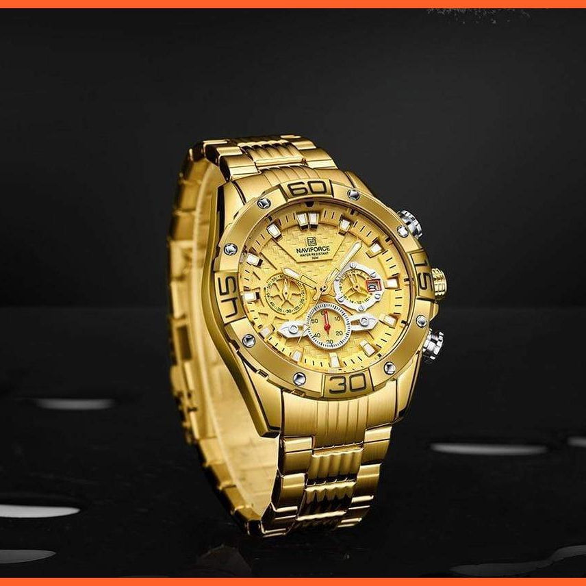 Men'S Watches Luxury Gold Business Classic Quartz | Mens Business Analog Chronograph Sport Waterproof Steel Band Wristwatches | whatagift.com.au.