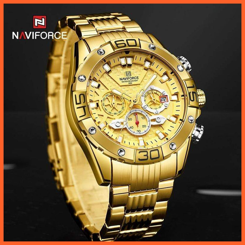 Men'S Watches Luxury Gold Business Classic Quartz | Mens Business Analog Chronograph Sport Waterproof Steel Band Wristwatches | whatagift.com.au.