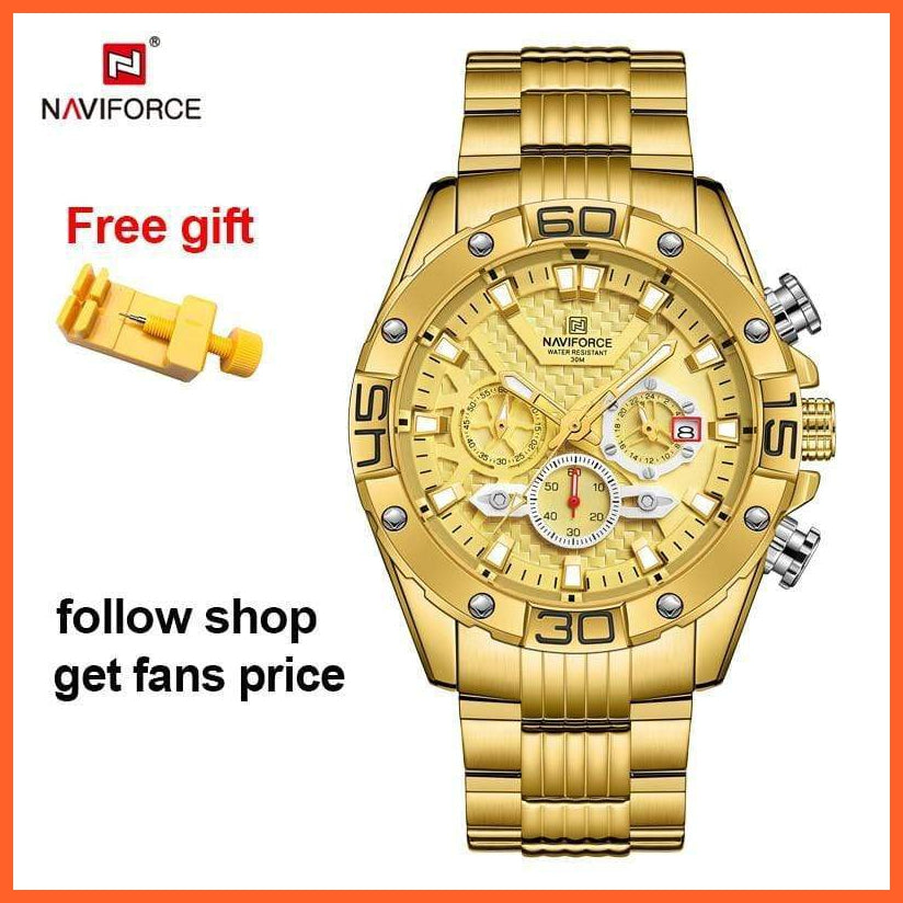Men'S Watches Luxury Gold Business Classic Quartz | Mens Business Analog Chronograph Sport Waterproof Steel Band Wristwatches | whatagift.com.au.