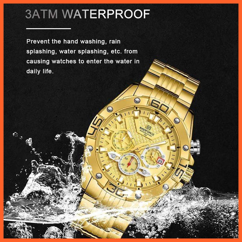 Men'S Watches Luxury Gold Business Classic Quartz | Mens Business Analog Chronograph Sport Waterproof Steel Band Wristwatches | whatagift.com.au.