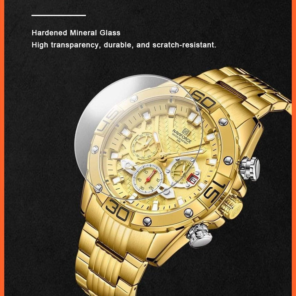 Men'S Watches Luxury Gold Business Classic Quartz | Mens Business Analog Chronograph Sport Waterproof Steel Band Wristwatches | whatagift.com.au.