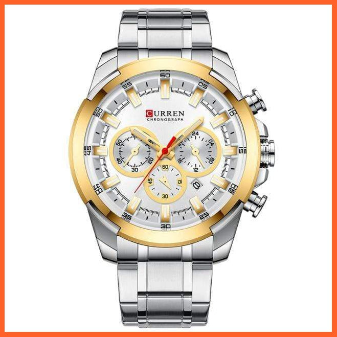 Men’S Watches Top Brand Big Luxury Sports Watch  | Men Military Steel Quartz Wrist Watches Chronograph Gold Design Watch | whatagift.com.au.