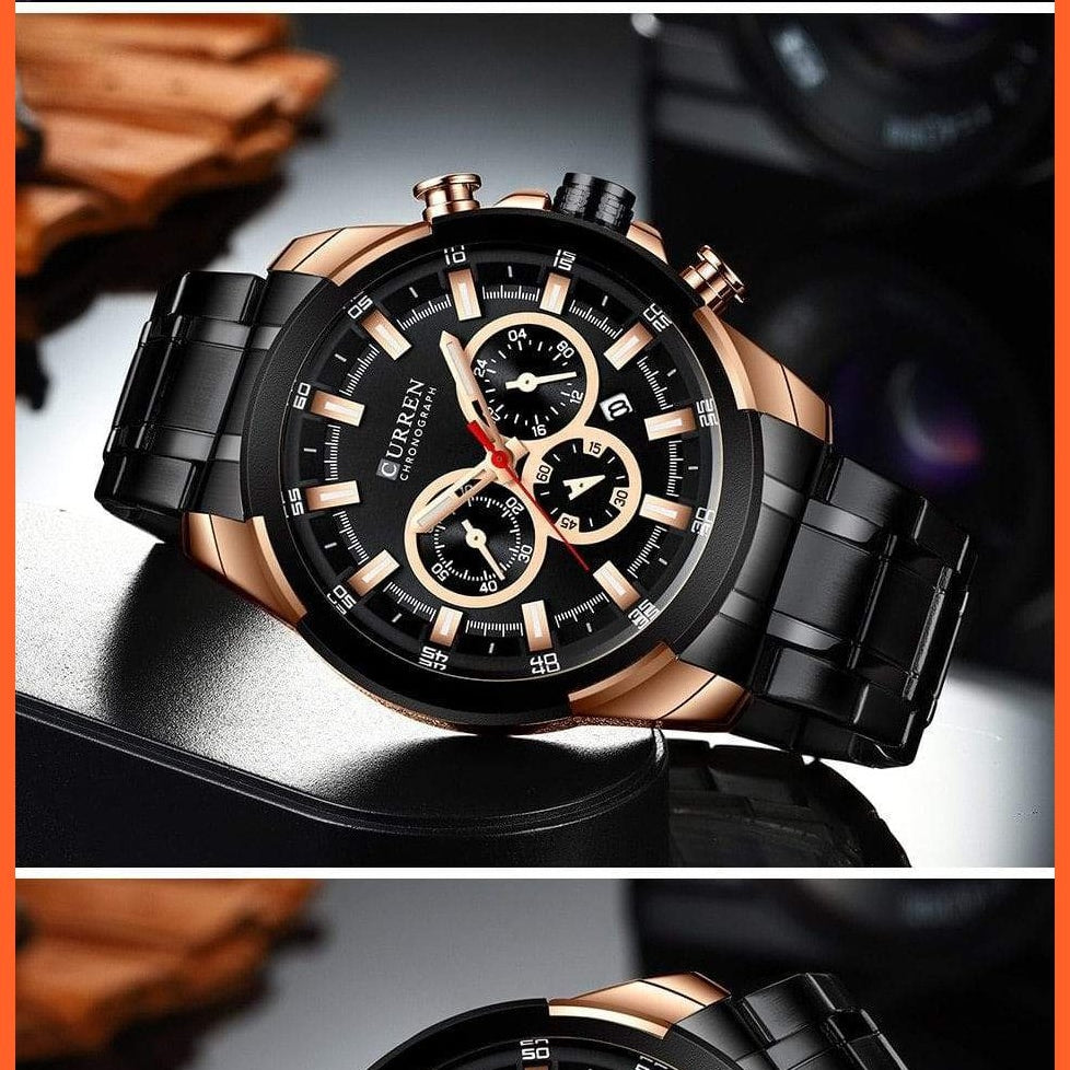 Men’S Watches Top Brand Big Luxury Sports Watch  | Men Military Steel Quartz Wrist Watches Chronograph Gold Design Watch | whatagift.com.au.