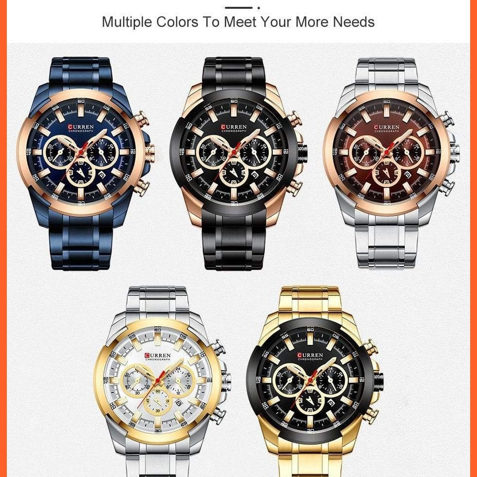 Men’S Watches Top Brand Big Luxury Sports Watch  | Men Military Steel Quartz Wrist Watches Chronograph Gold Design Watch | whatagift.com.au.