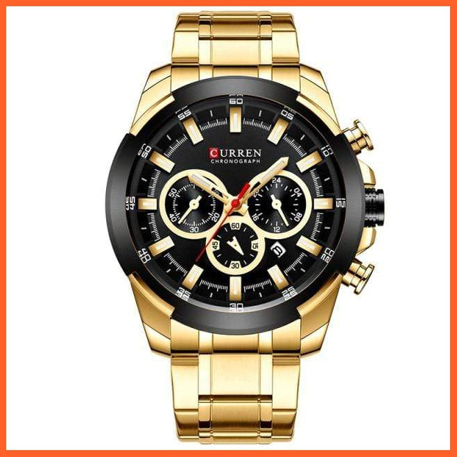 Men’S Watches Top Brand Big Luxury Sports Watch  | Men Military Steel Quartz Wrist Watches Chronograph Gold Design Watch | whatagift.com.au.