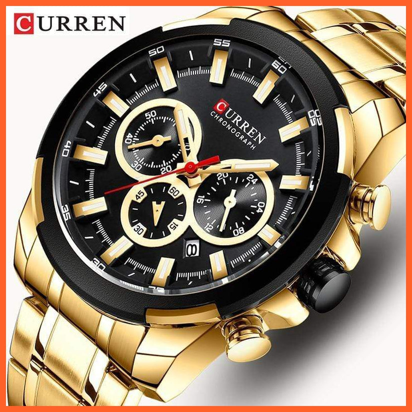Men’S Watches Top Brand Big Luxury Sports Watch  | Men Military Steel Quartz Wrist Watches Chronograph Gold Design Watch | whatagift.com.au.