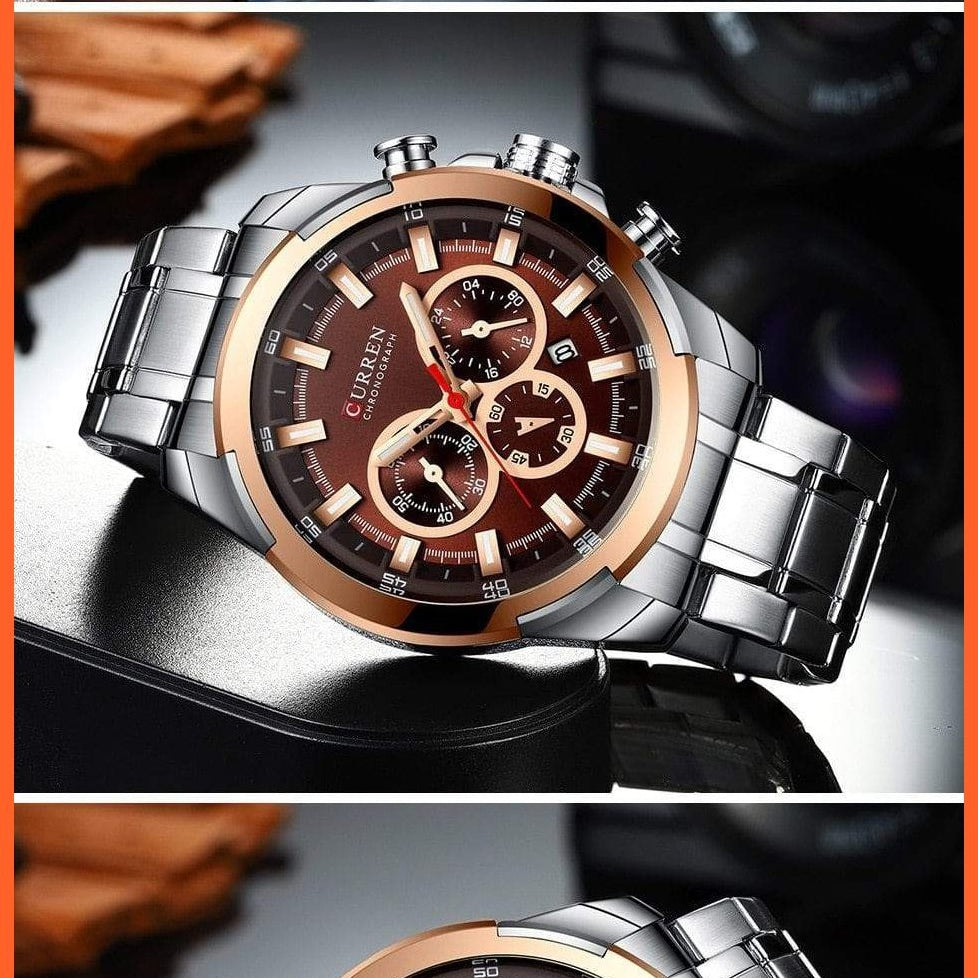 Men’S Watches Top Brand Big Luxury Sports Watch  | Men Military Steel Quartz Wrist Watches Chronograph Gold Design Watch | whatagift.com.au.