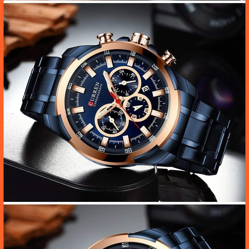 Men’S Watches Top Brand Big Luxury Sports Watch  | Men Military Steel Quartz Wrist Watches Chronograph Gold Design Watch | whatagift.com.au.