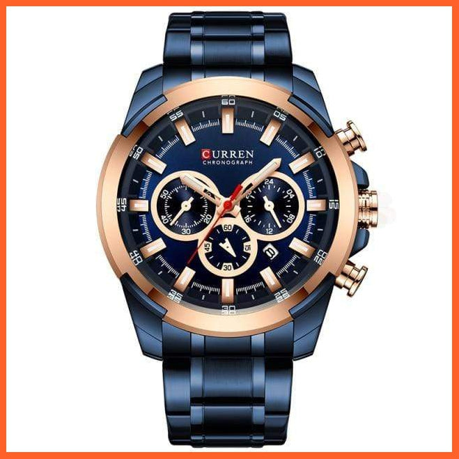 Men’S Watches Top Brand Big Luxury Sports Watch  | Men Military Steel Quartz Wrist Watches Chronograph Gold Design Watch | whatagift.com.au.