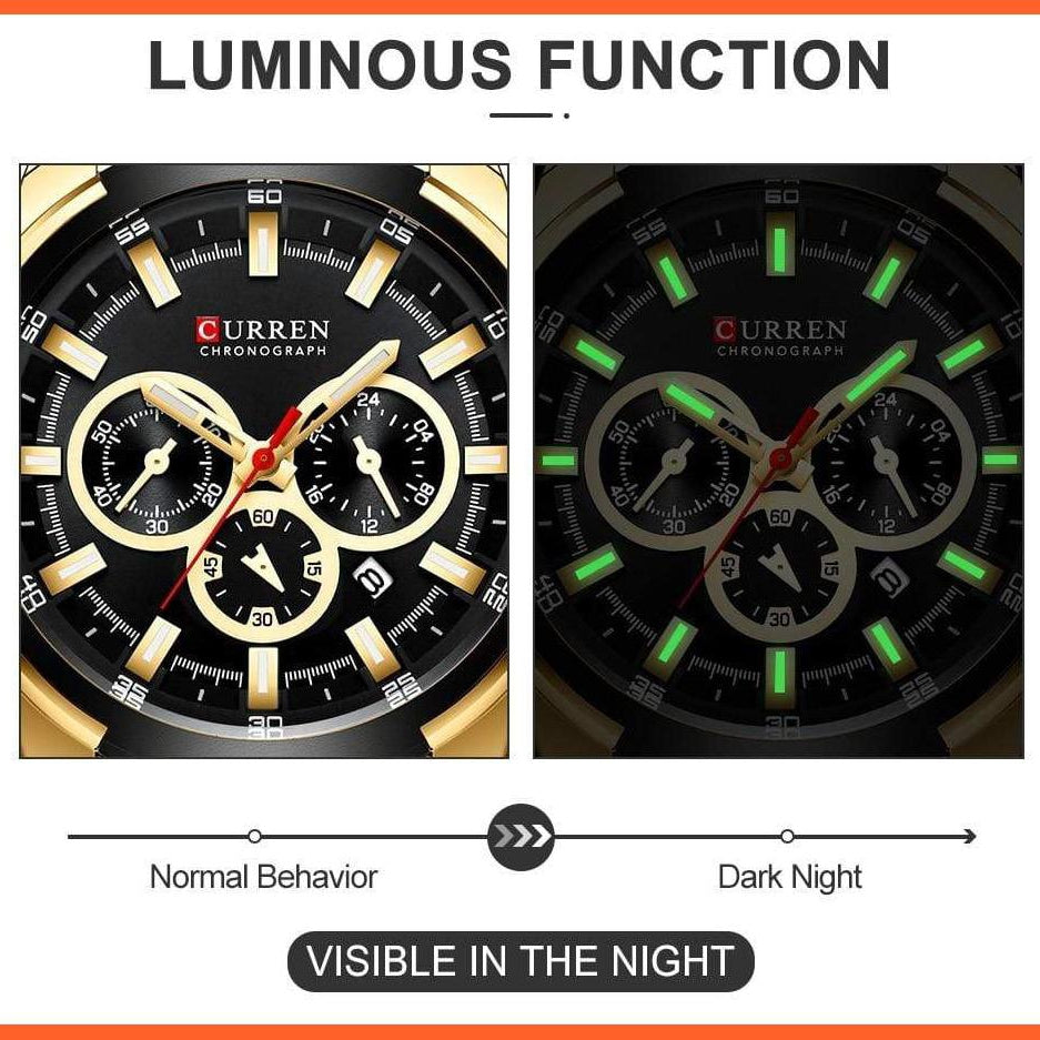 Men’S Watches Top Brand Big Luxury Sports Watch  | Men Military Steel Quartz Wrist Watches Chronograph Gold Design Watch | whatagift.com.au.