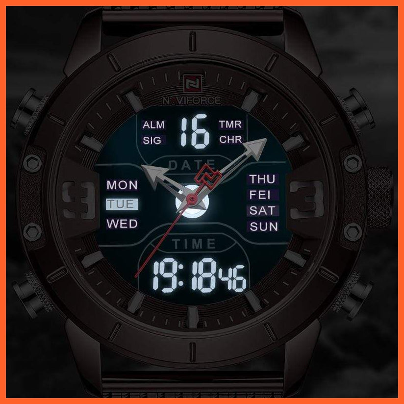Men Sports Quartz Watches Top Luxury Brand Stainless Steel Waterproof Led Digital Wristwatch | whatagift.com.au.
