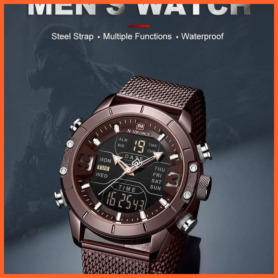 Men Sports Quartz Watches Top Luxury Brand Stainless Steel Waterproof Led Digital Wristwatch | whatagift.com.au.