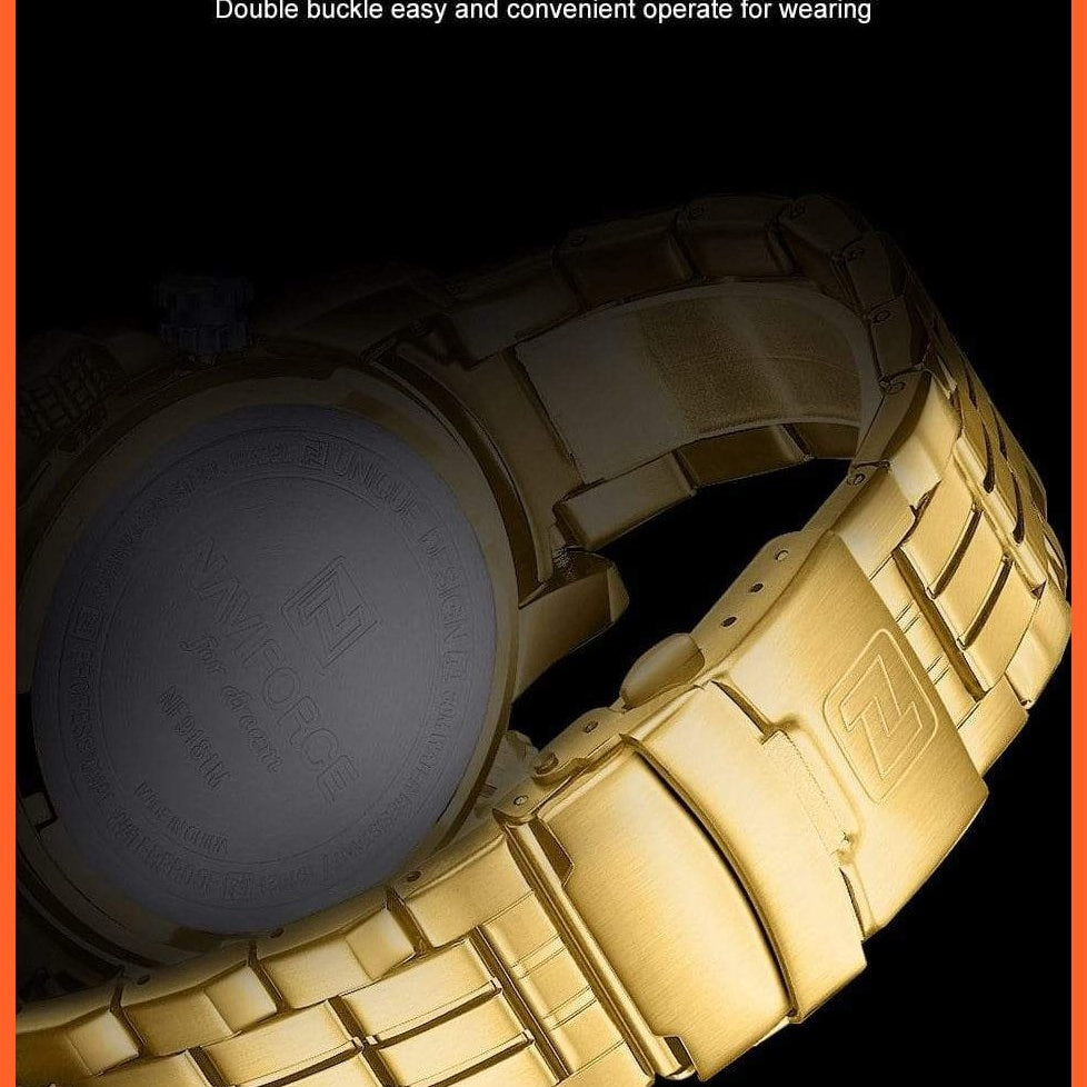 Mens Luxury Gold Business Digital  Military Sports Quartz Steel Band Waterproof Wristwatches | whatagift.com.au.